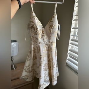 B.Darlin white dress with gold floral details. size: 0 or XS